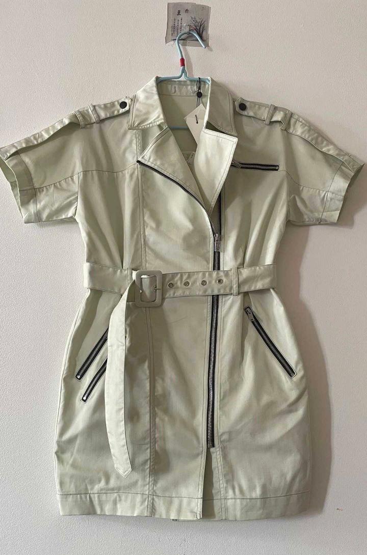 Новое платье с поясом р 44-46 мятное/фисташковое рубашка мини