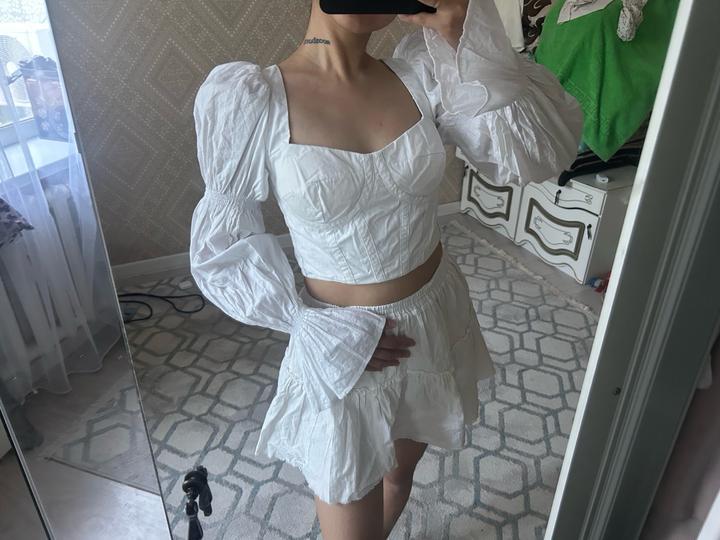 Блуза белая корсаж