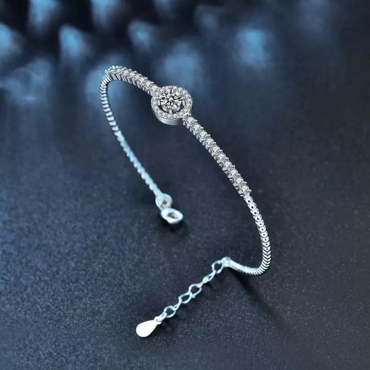 Браслет из серебра 925 пробы с золочением и муассанитами