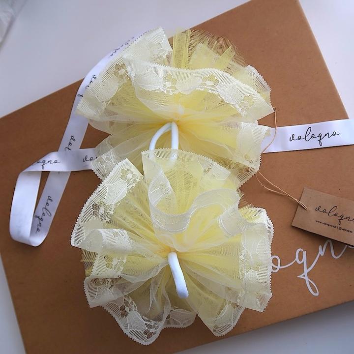 Банты на резинке, 2 шт, 17 см, желтый