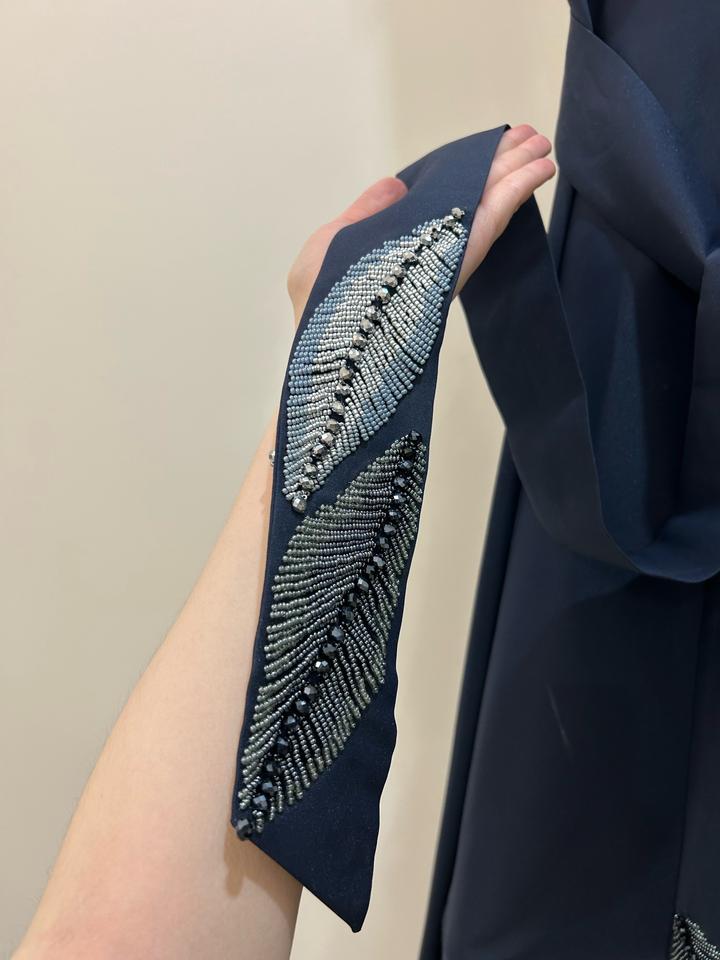 Темно синее платье ручной работы