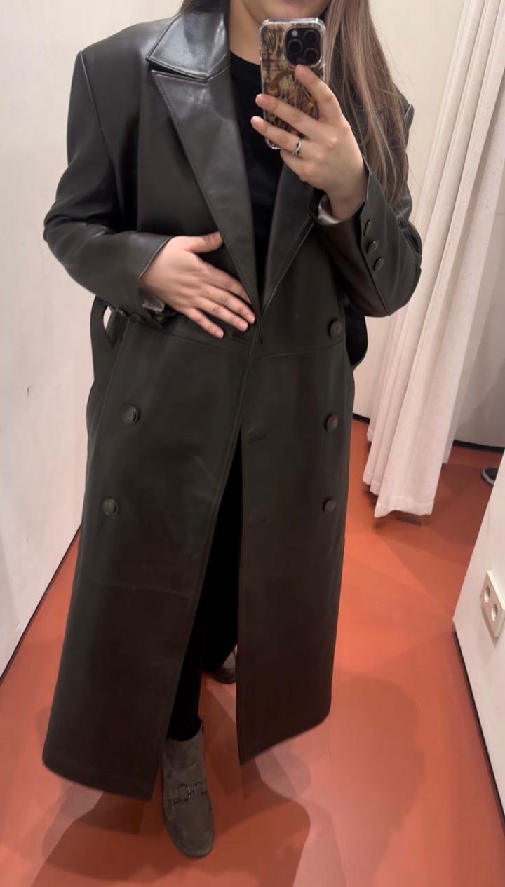 Тренч из натуральной телячьей кожи, размер L