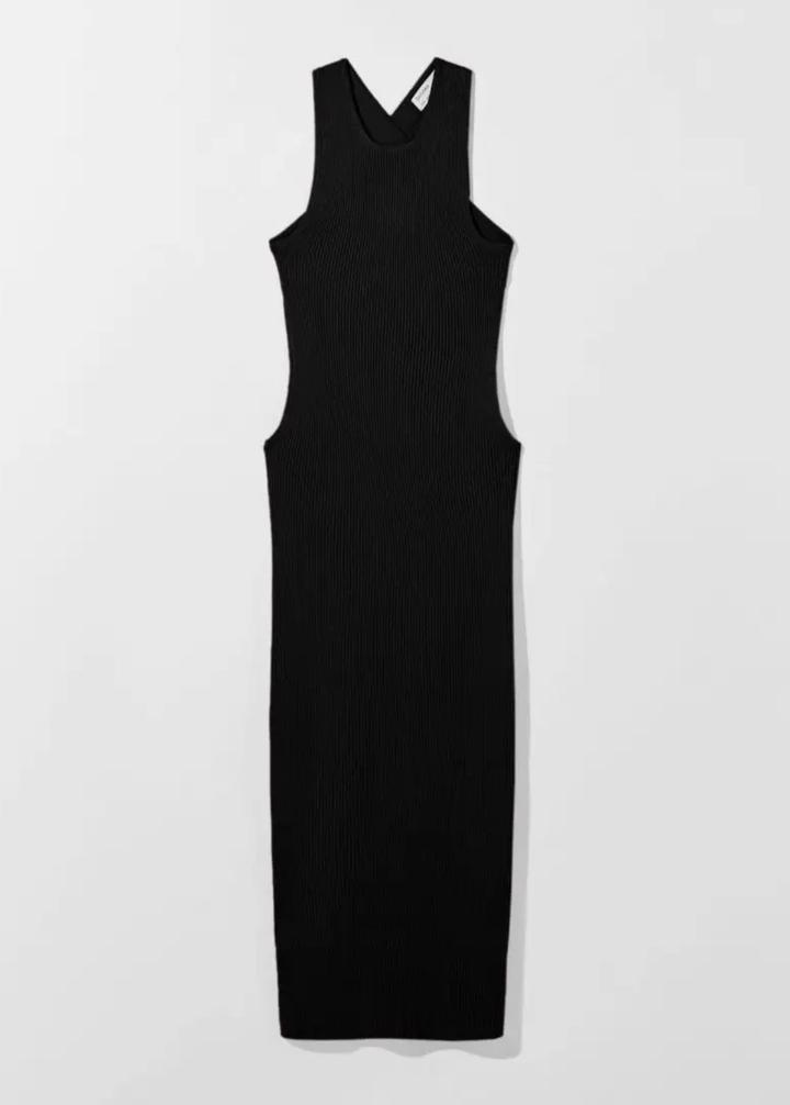 Черное платье бандажное BERSHKA