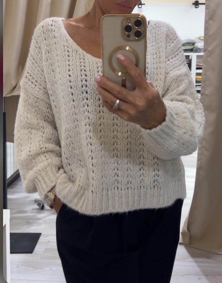 Пуловер ажурный