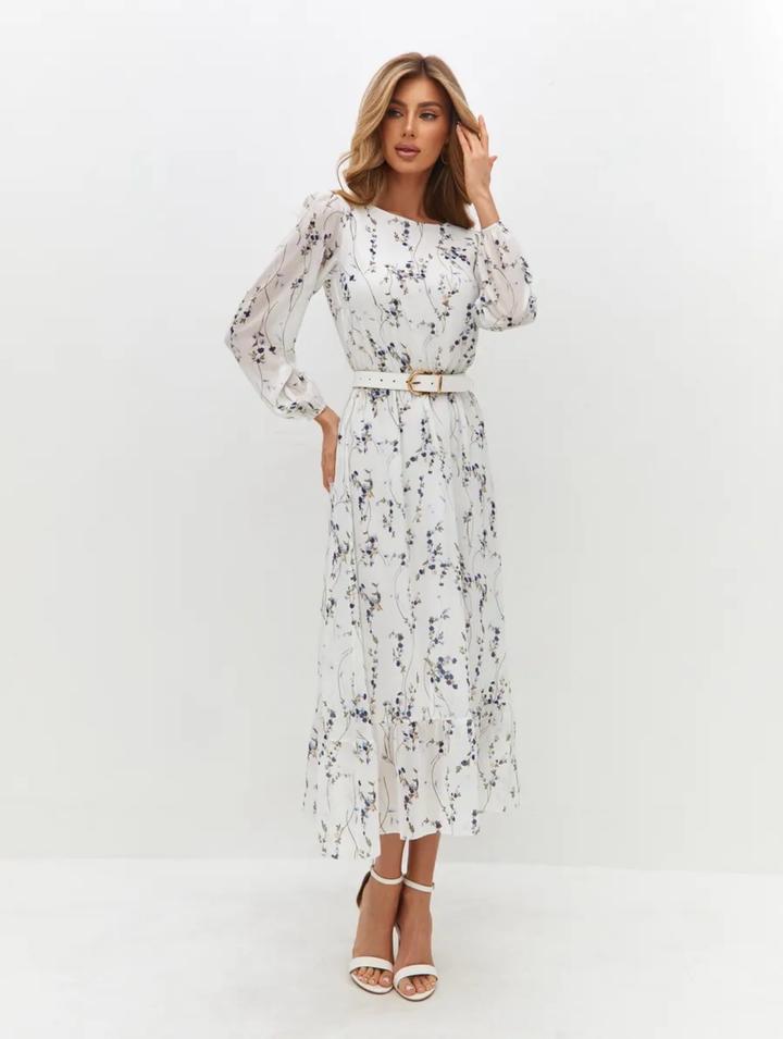 Белое платье в цветочек