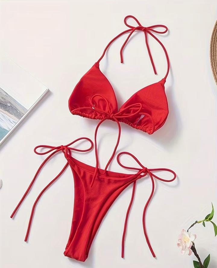 Красный классический купальник 👙