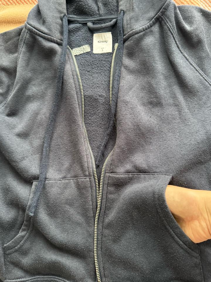 Темно синяя универсальная зип кофта с начесом / зип худи sinsay