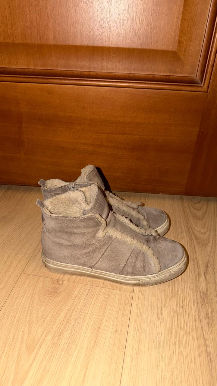 Замшевые сапоги с мехом