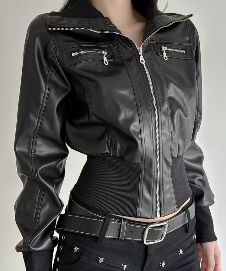 Кожаная куртка приталенная