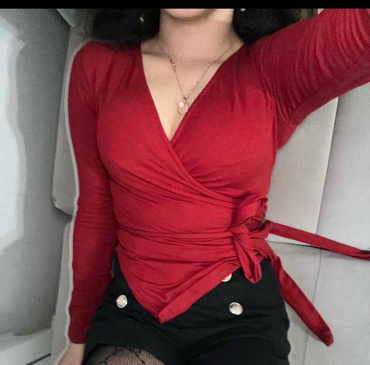 красный топ-кардиаган с повязкой