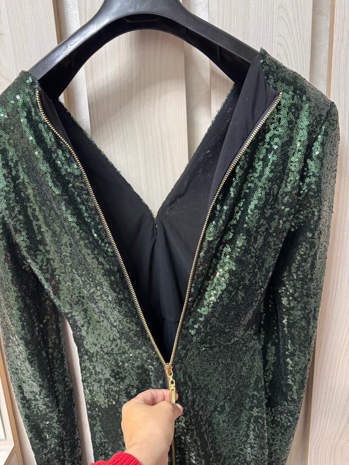 мини-платье Bronx & Banco с длинным рукавом и пайетками (Изумрудный/Темно-зелены