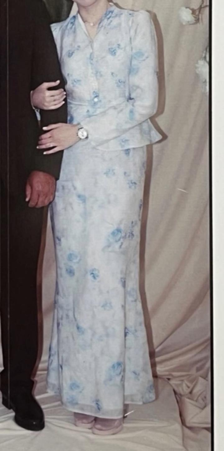 Голубое цветочное платье