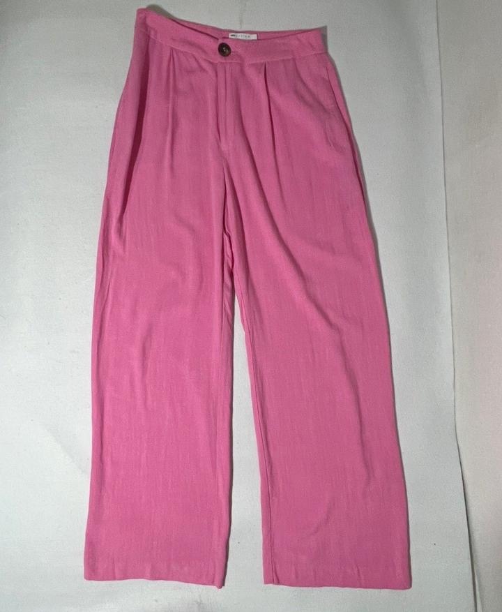 Брюки Asos р 44-46 (на талию 71-73 см) вискоза/лён розовые летние широкие wide
