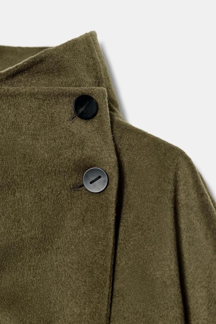 ZARA ПАЛЬТО С ВЫСОКИМ ВОРОТНИКОМ ИЗ СМЕСОВОЙ ШЕРСТИ — ZW COLLECTION