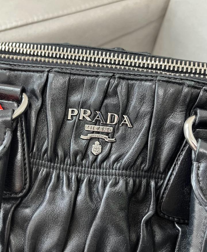Prada Black Nappa Gaufre Leather Tote Bag