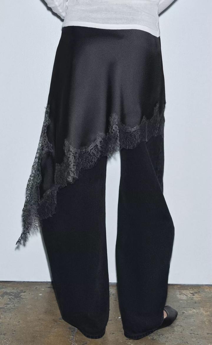 Юбка атласная темно серая Zara