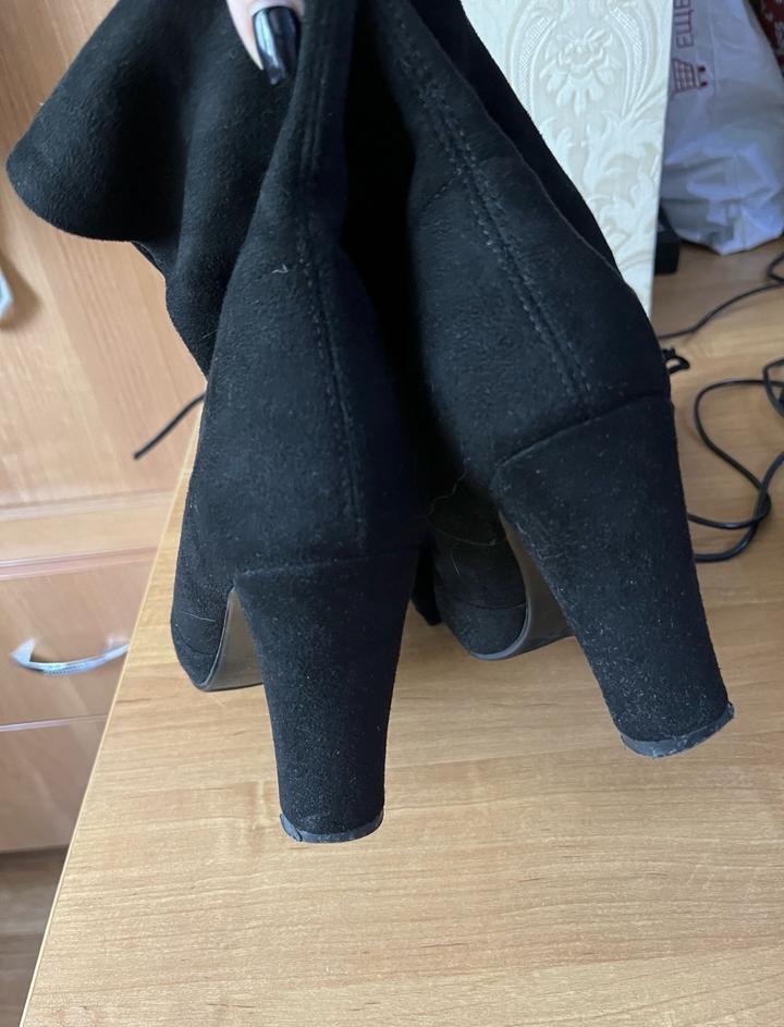 Замшевые ботфорты-чулки 37р.