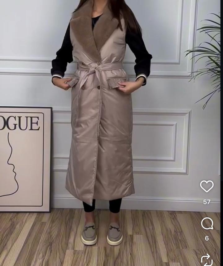 Элитная безрукавка с норковым воротом