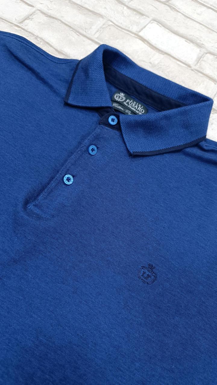 Мужская футболка поло синяя хлопок