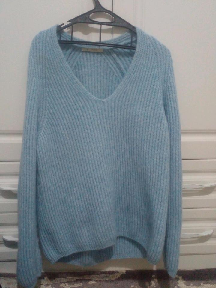 Голубой джемпер Monari в рубчик