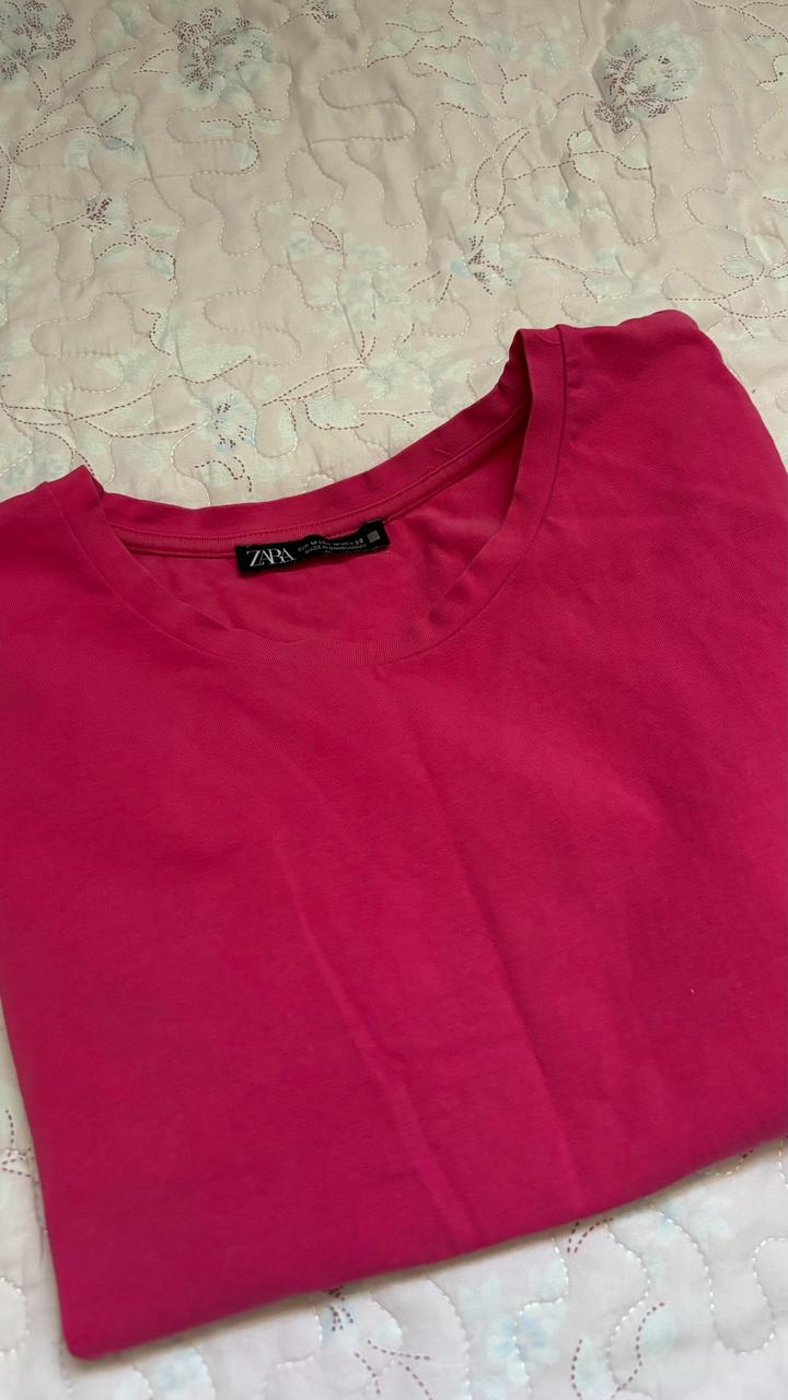 темно-розовый футболка Zara