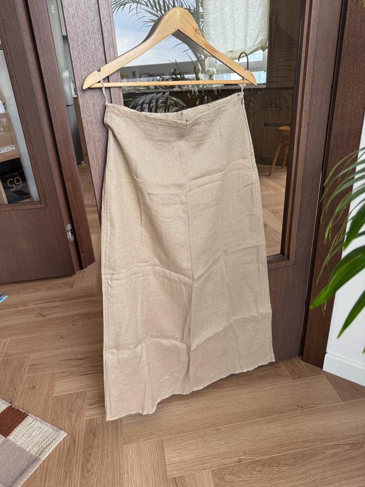 Юбка бежевая лен от Massimo Dutti