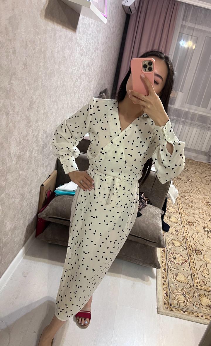 Платье халат в горошек