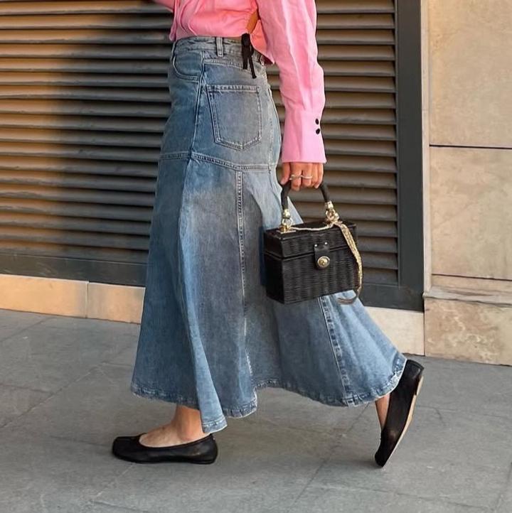 Джинсовая юбка миди Massimo Dutti