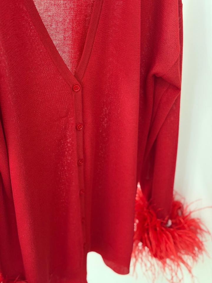 Кардиган с перьями