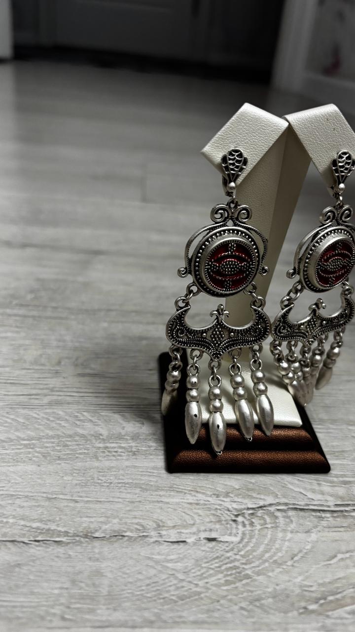 Национальный серьги из серебра проба 925