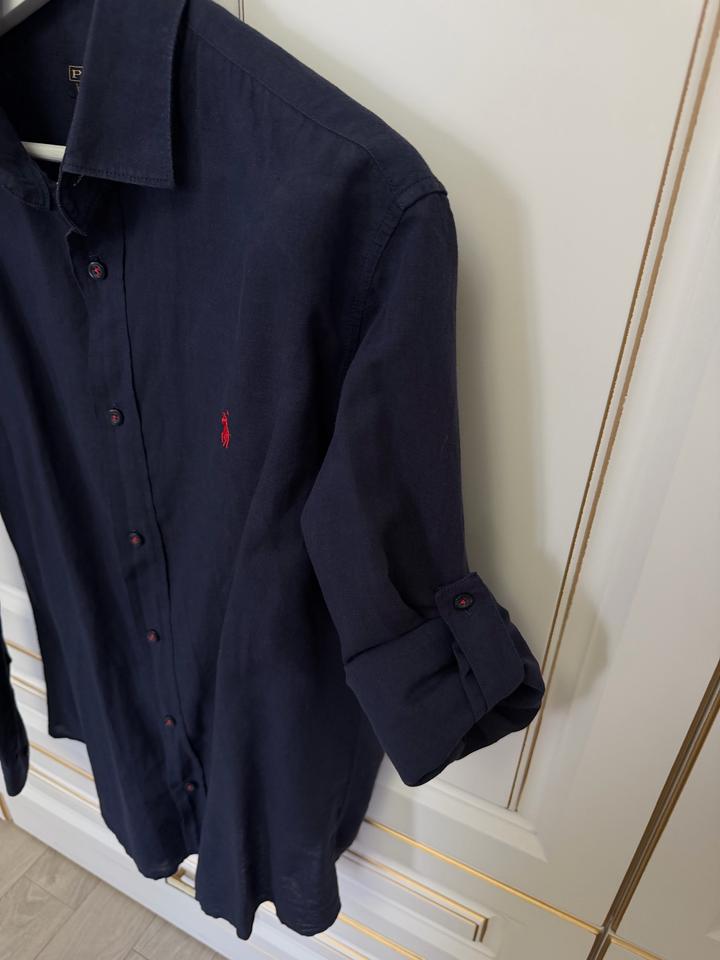 Мужская синяя льняная рубашка Polo by Ralph Lauren