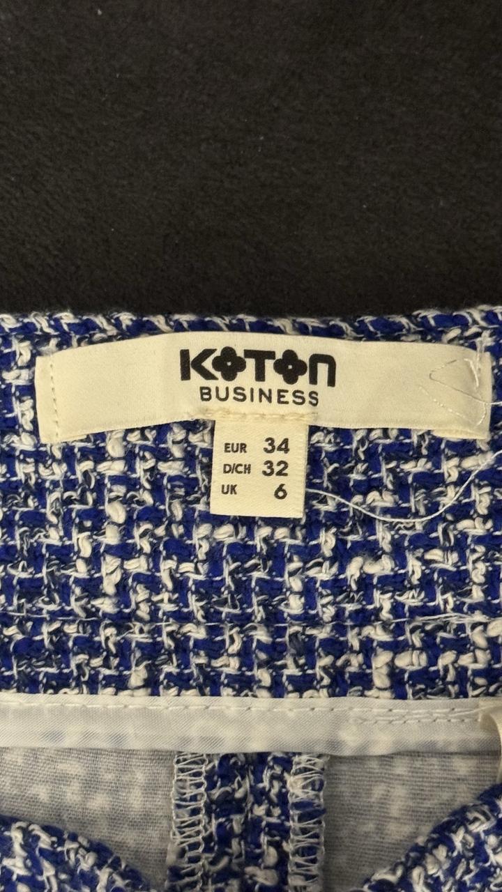 Твидовая юбка прямая голубая белая трапеция Новая