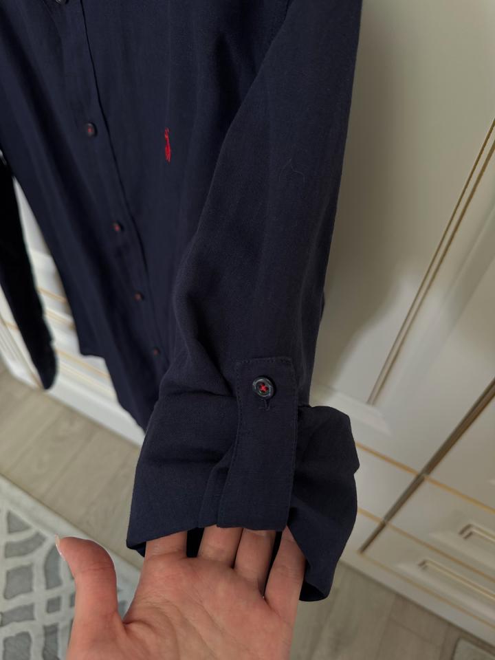 Мужская синяя льняная рубашка Polo by Ralph Lauren