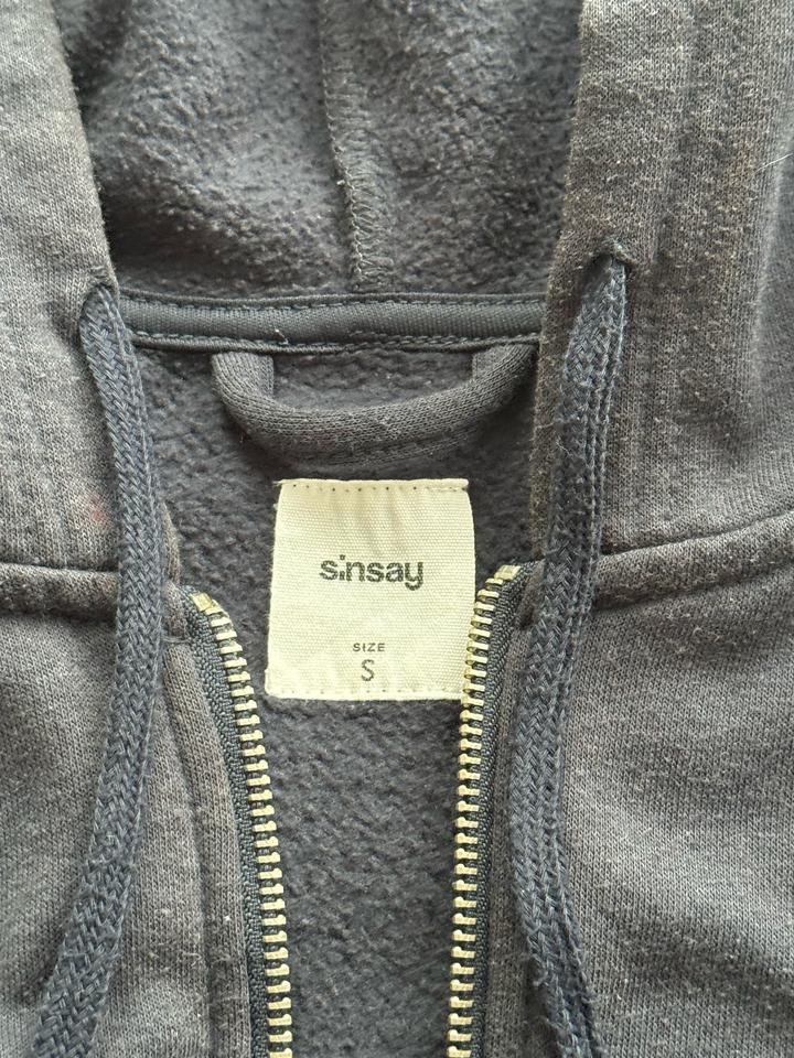 Темно синяя универсальная зип кофта с начесом / зип худи sinsay