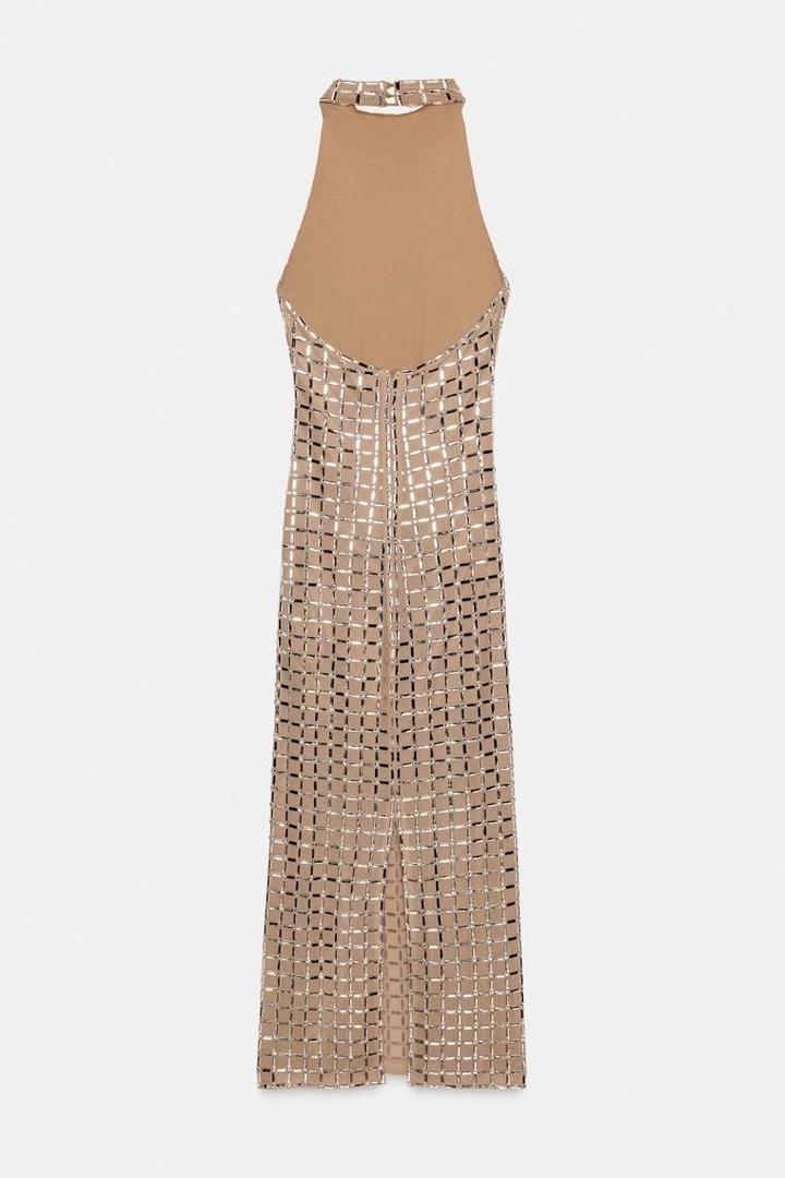 Платье ZARA со стразами / вечернее платье миди XS