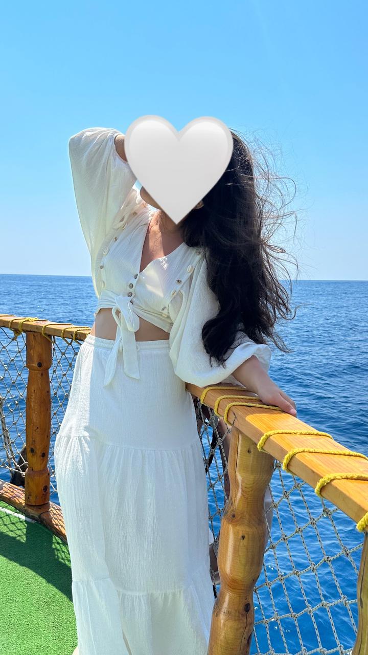 Белоснежный костюм (топ + юбка) в стиле Boho