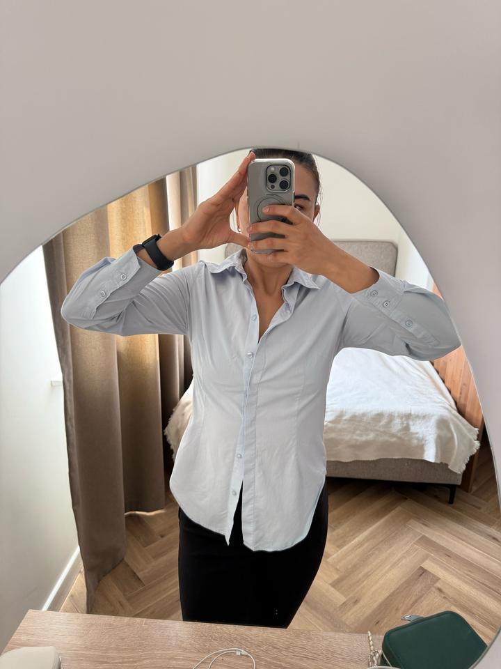 Голубая рубашка mango