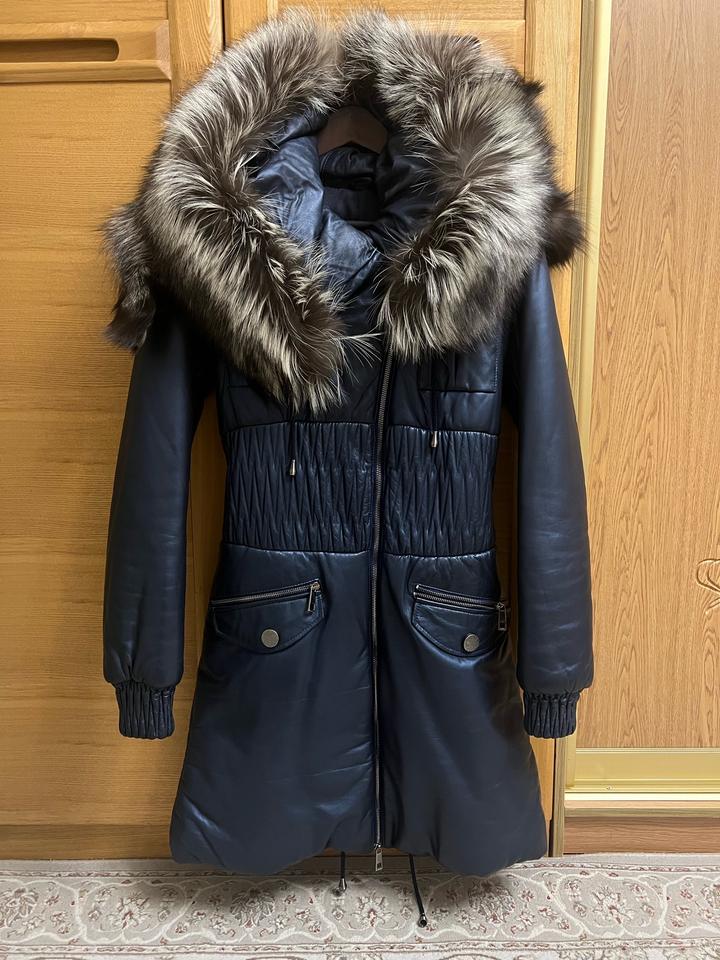 Кожаный пуховик