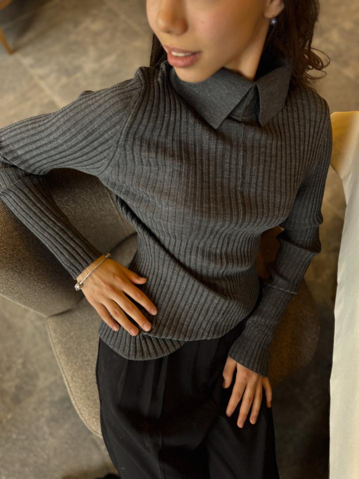 Теплый топ с воротником