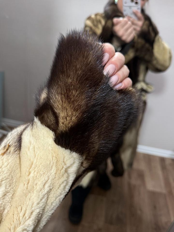 Шуба из стрижанной норки.