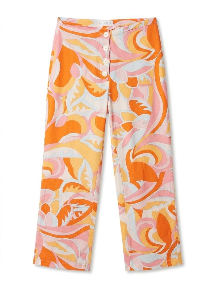 Яркие летние брюки Mango в пижамном стиле (Y2K / Ретро-вайб)