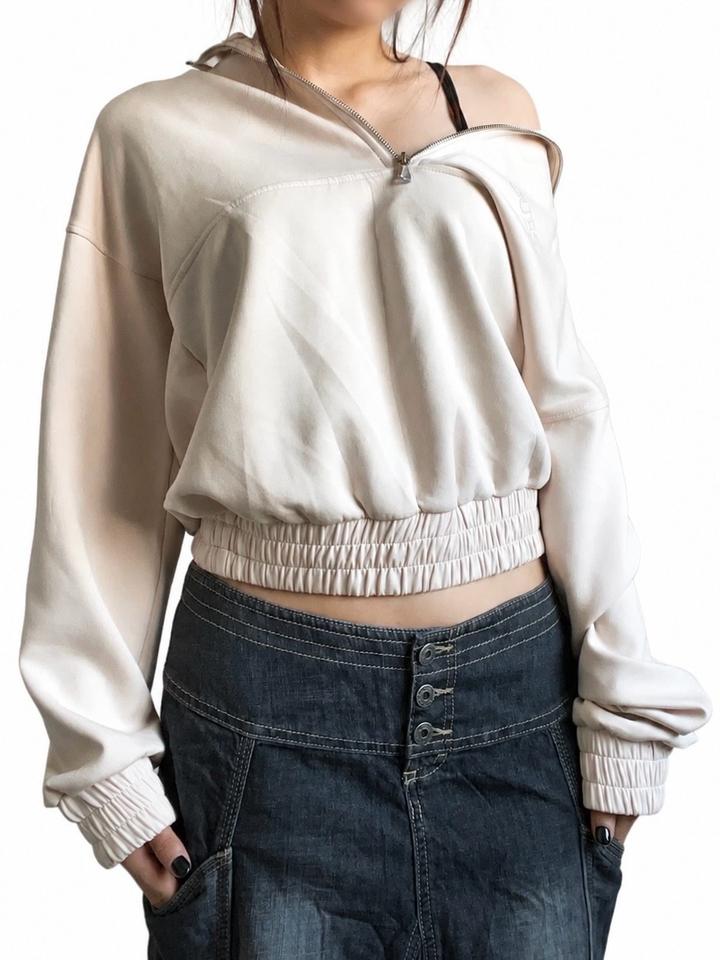 GUESS Cream Half-Zip Sweatshirt