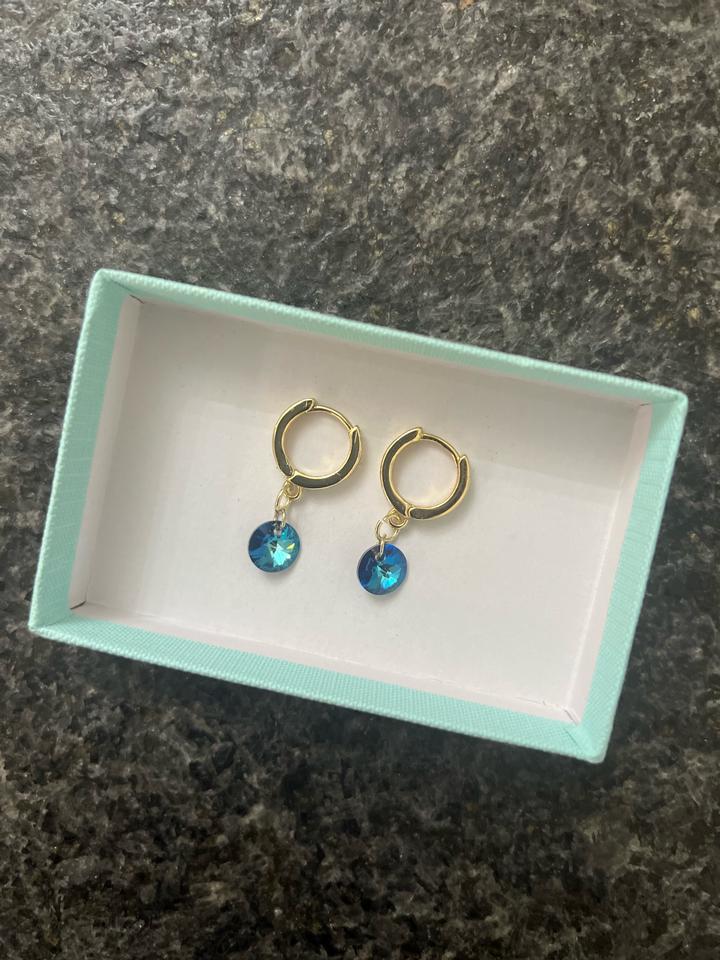 Бижутерия серьги с голубыми камнями Swarovski