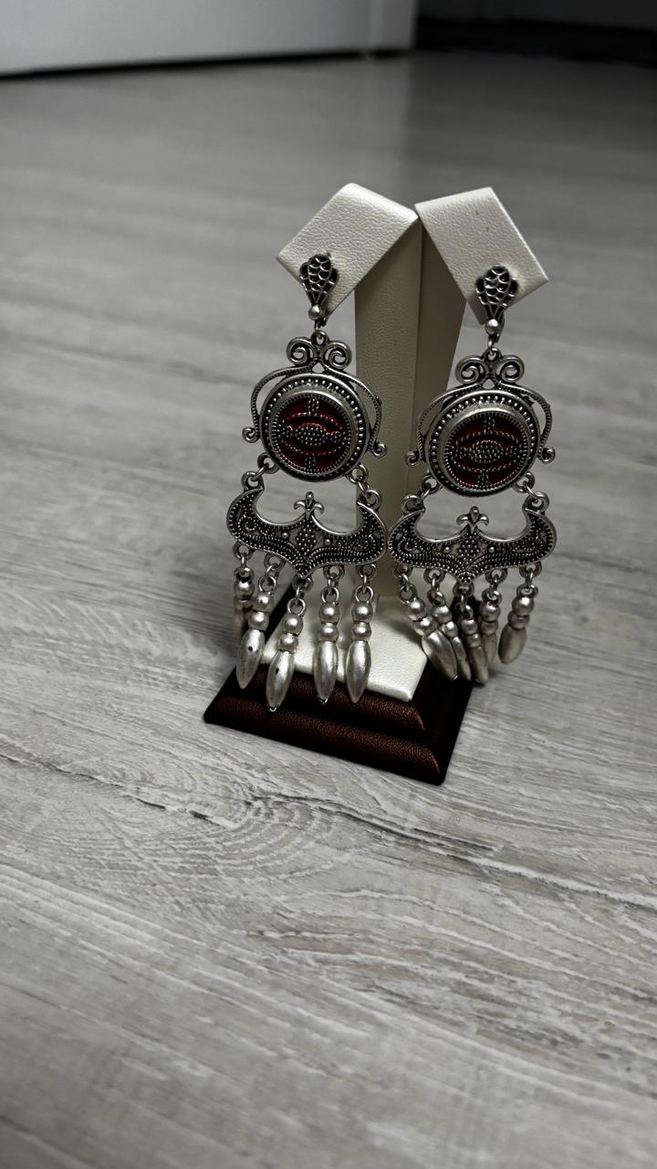 Национальный серьги из серебра проба 925