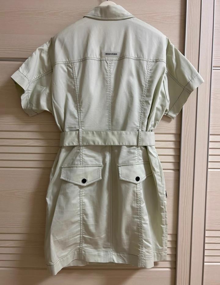 Новое платье с поясом р 44-46 мятное/фисташковое рубашка мини