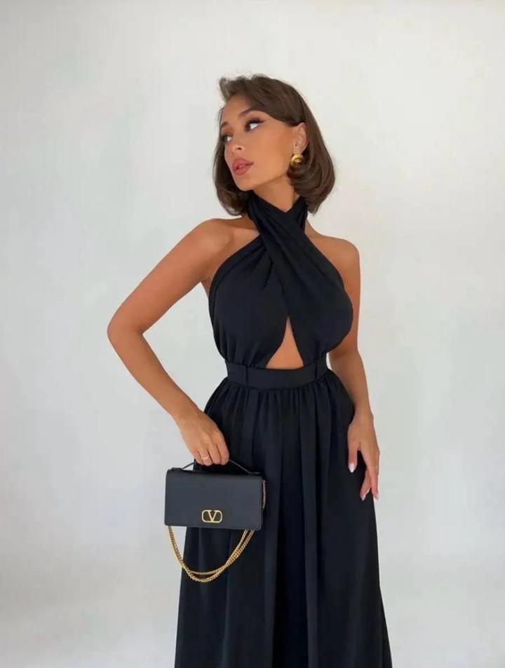 Вечерний комбинезон черный