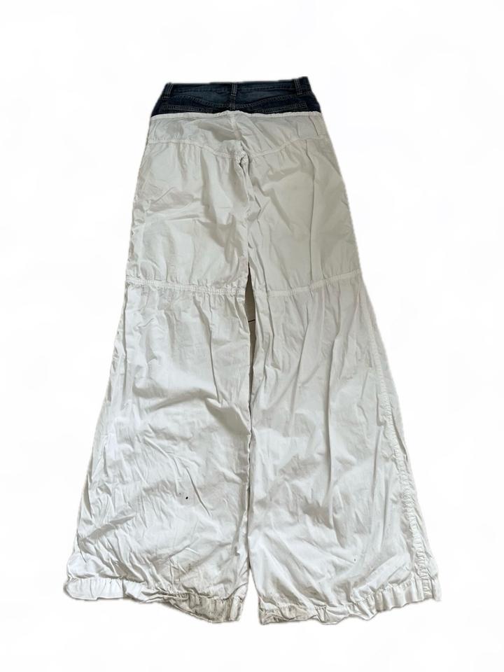 Denim parachute bootcut pants
