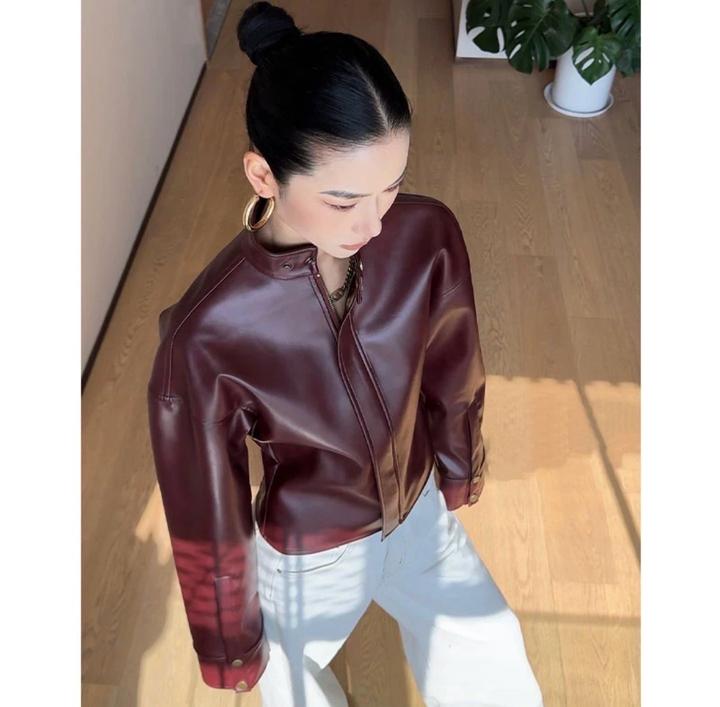 Кожанка бордовая