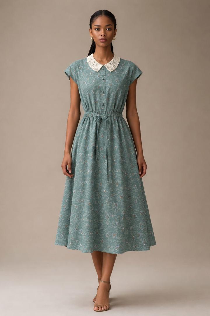 Платье с кружевным воротником