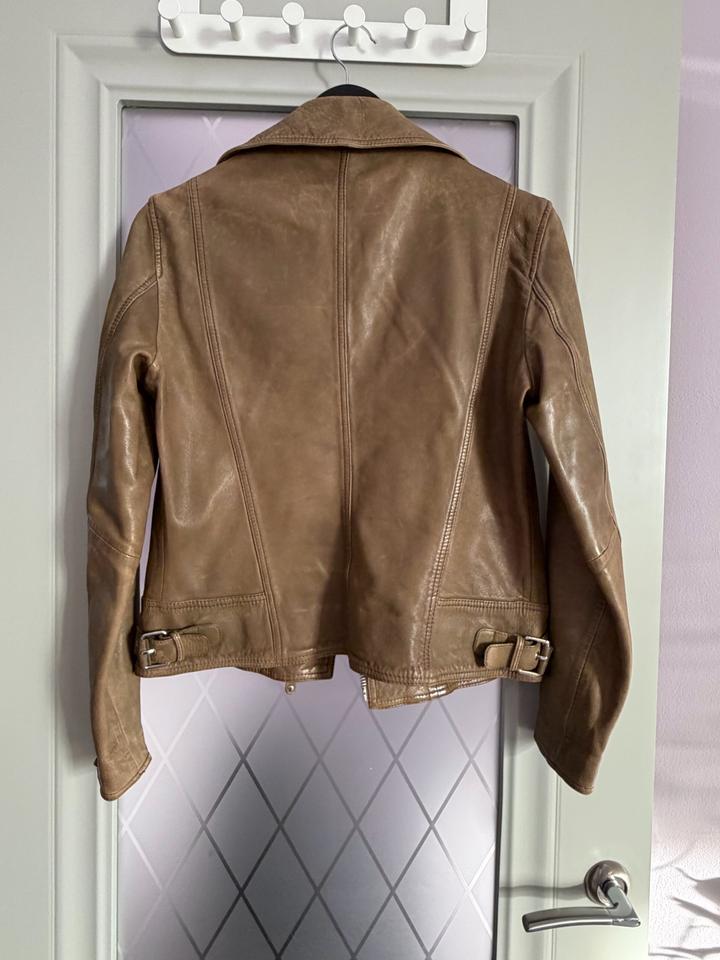 Кожаная куртка Massimo Dutti, хаки